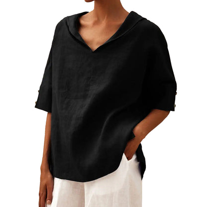 Damen Bluse Modern mit Blumenmuster und V-Ausschnitt