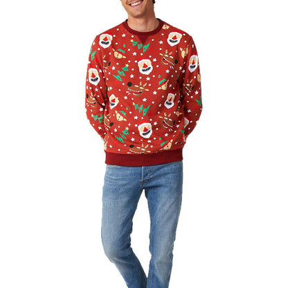 Herren Weihnachtspullover Festlich Rot Glitzernd