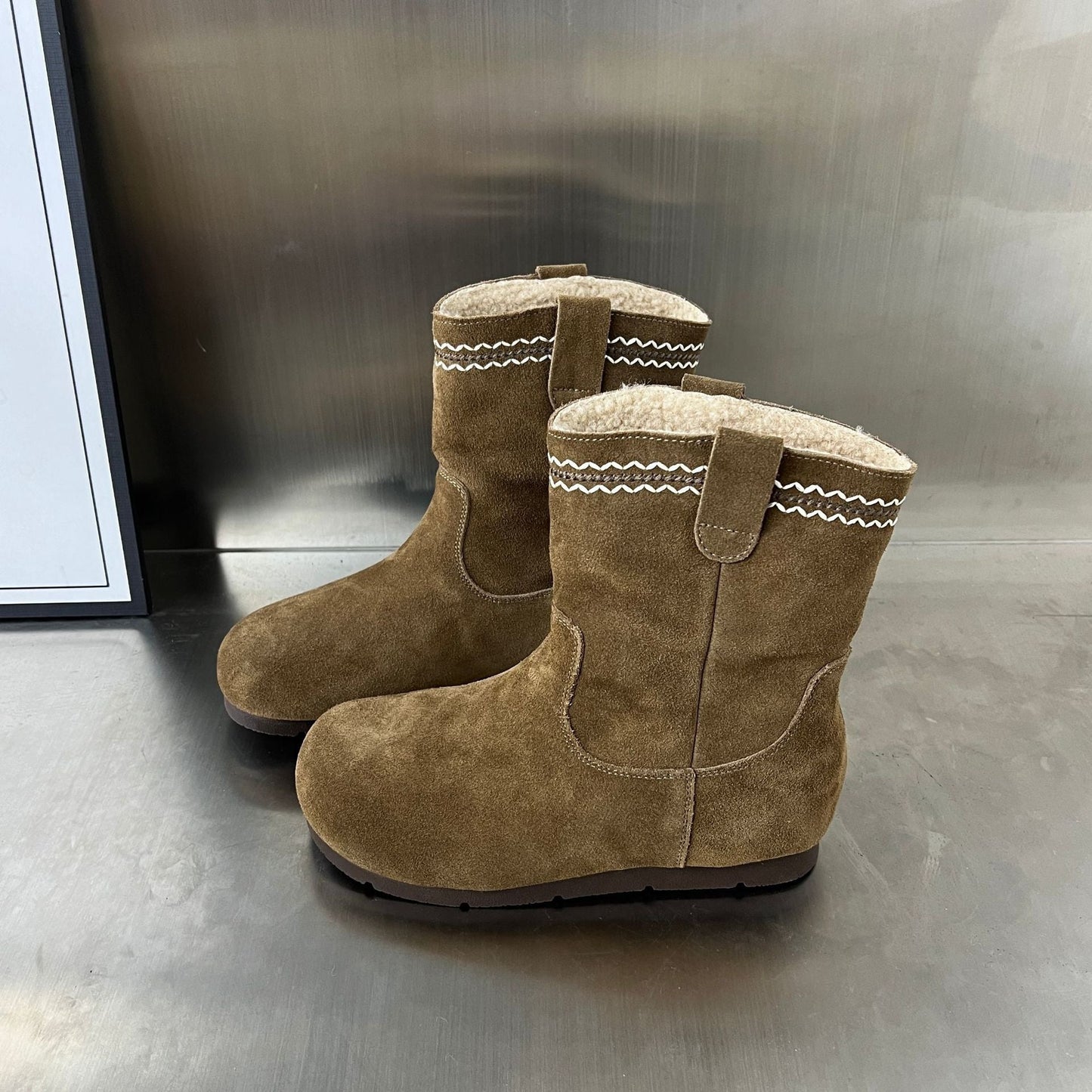 Damen Stiefel Wildleder Elegante Warm mit Innenfutter