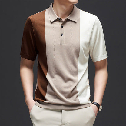 Herren Poloshirt Farbblock Design Modern Sportlich