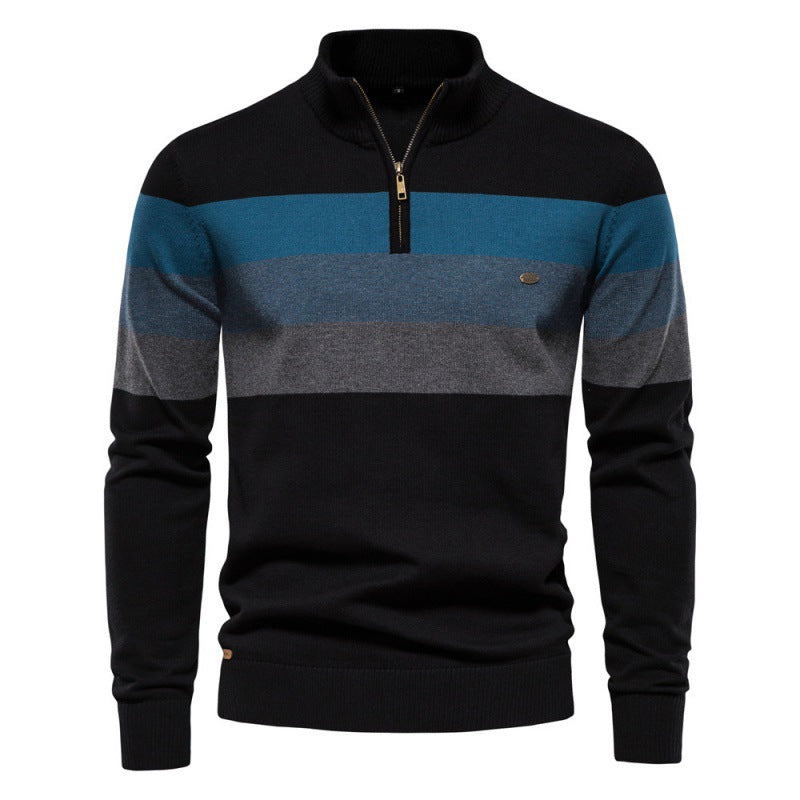 Herren Strickpullover Stehkragen Streifen Modern