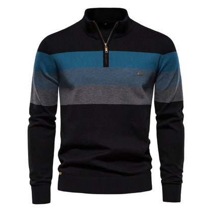 Herren Strickpullover Stehkragen Streifen Modern