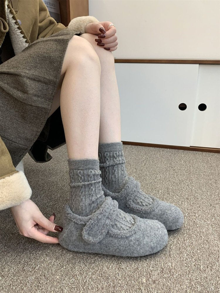 Damen Hausschuhe Filz Warm mit Riemen Größe Verstellbar