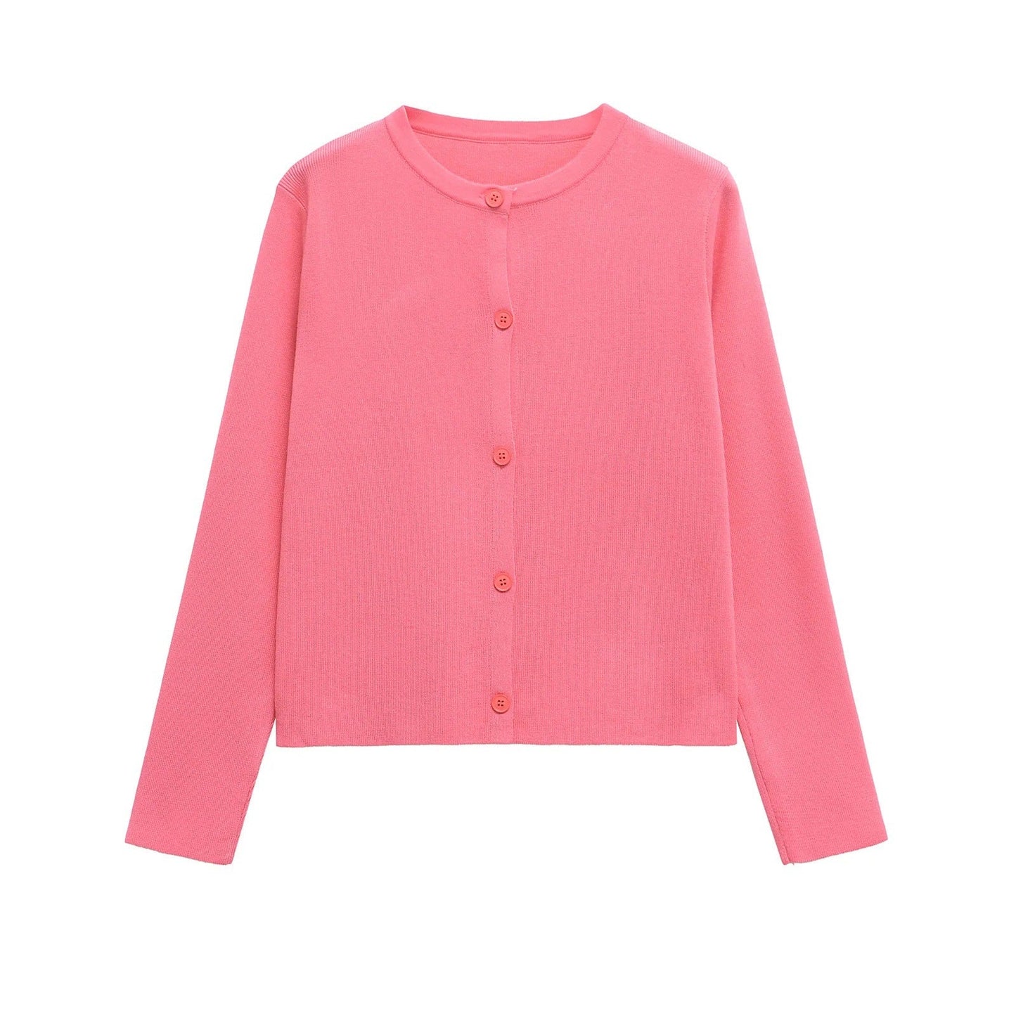 Damen Strickjacke Elegant Rundhals Knöpfe Modern