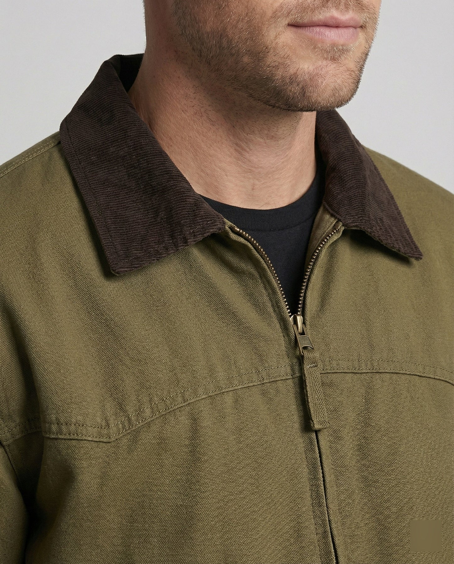 Herren Blouson Jacke Robust Lederoptik Cordkragen