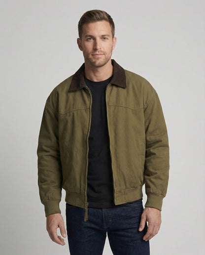 Herren Blouson Jacke Robust Lederoptik Cordkragen - BerlinGlamour