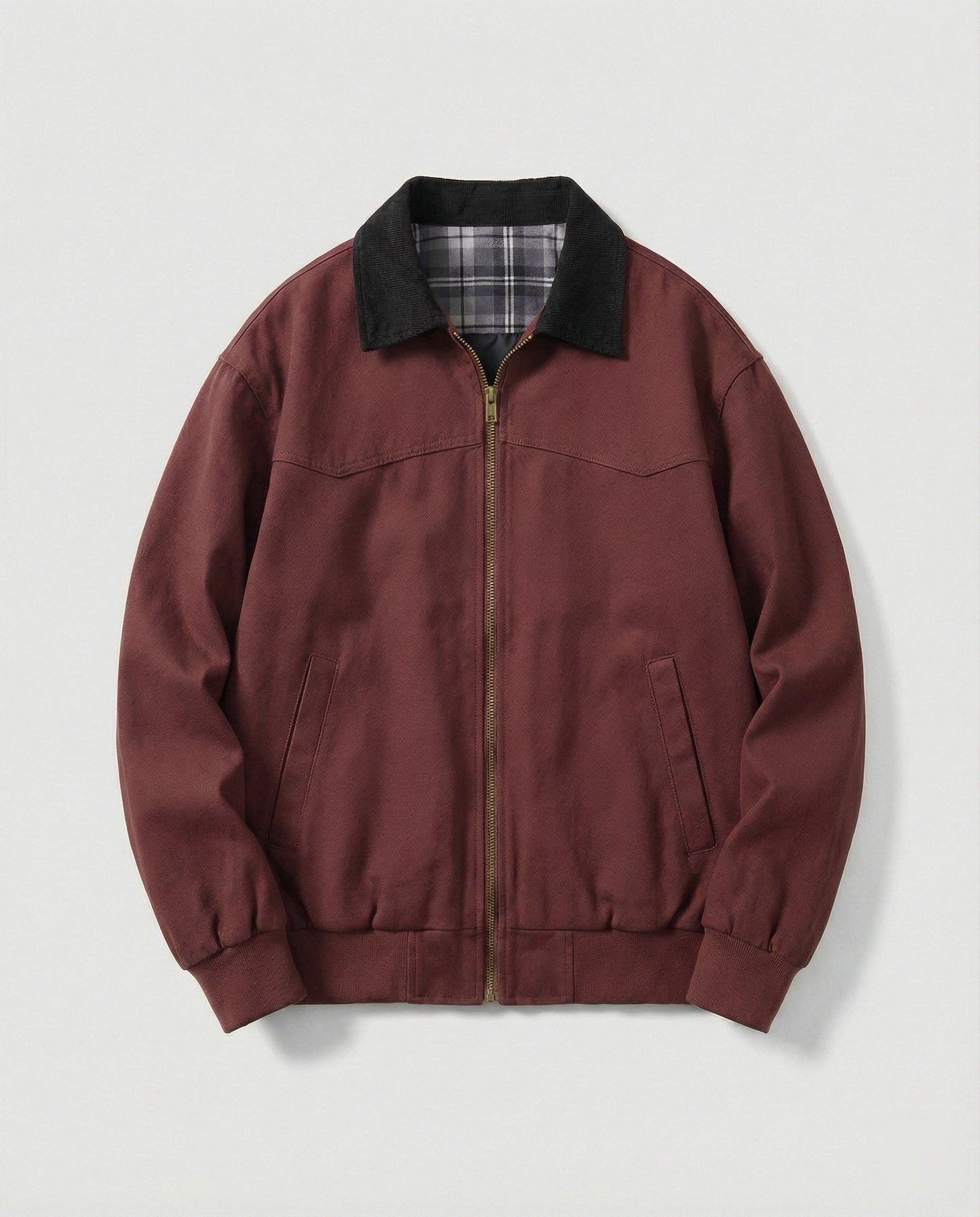 Herren Blouson Jacke Robust Lederoptik Cordkragen