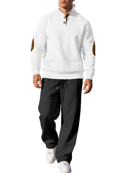 Herren Strickpullover Modern mit Lederdetails Klassisch
