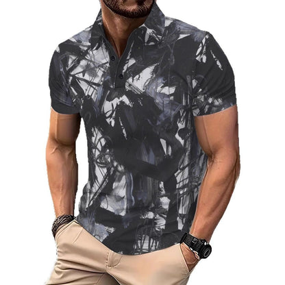 Herren Poloshirt Modern mit Pinselstrich-Muster Trendy