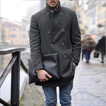 Herren Dufflecoat Wollmantel Elegent Schwarz