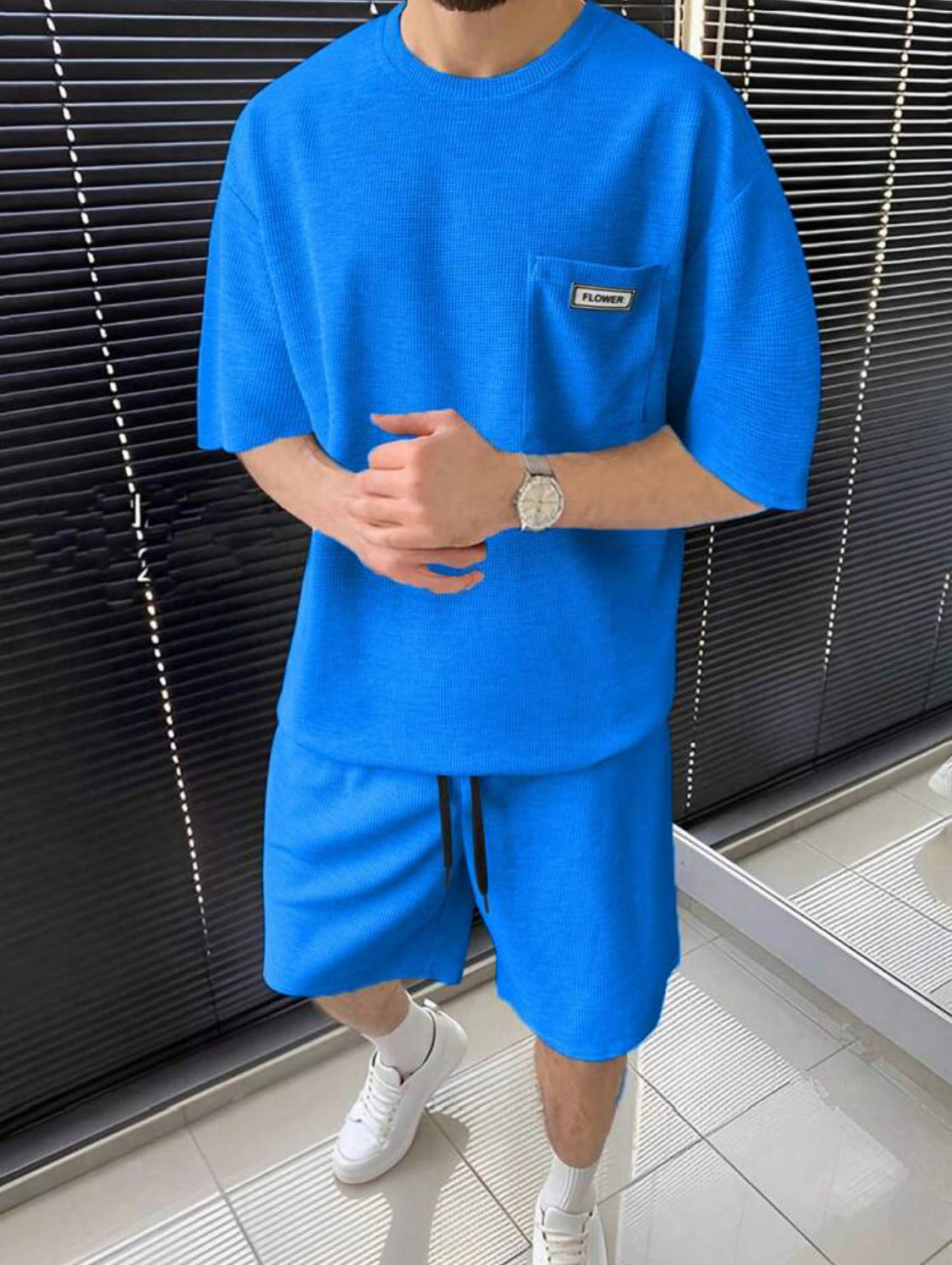 Herren Kurzarm T-Shirt und Shorts Set Sportlich Freizeit