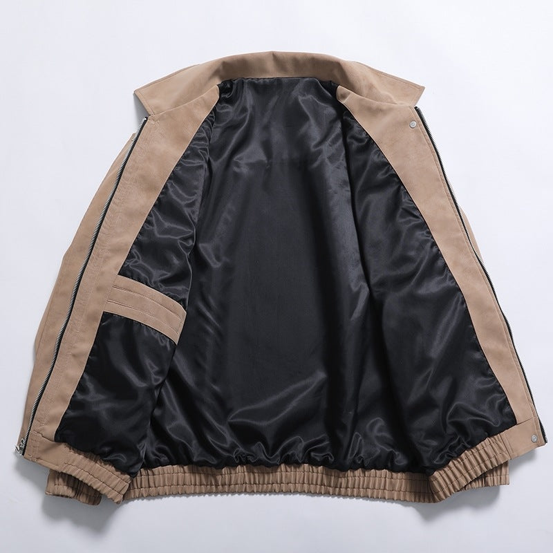Männer Lederjacke Bomber Modern Lässig Schnitt