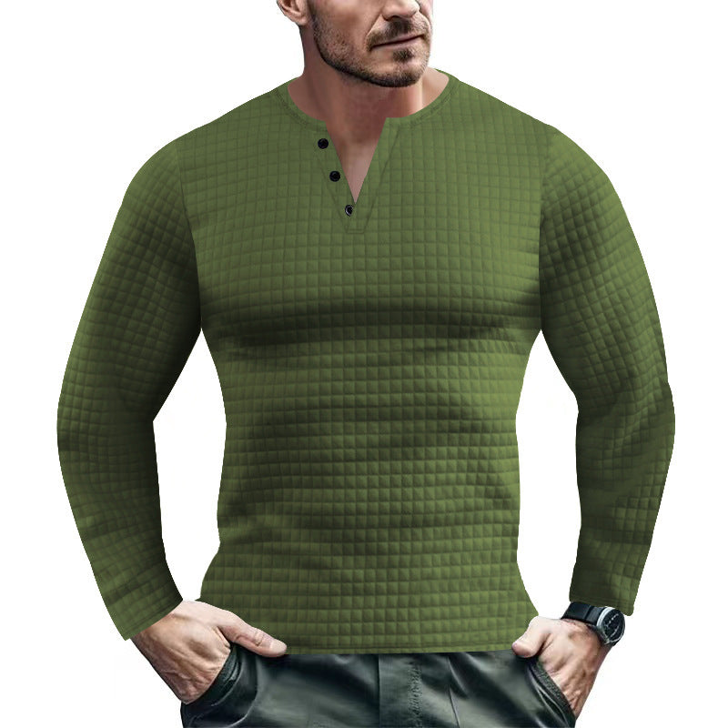Herren Langarmshirt Modern mit Knopfverschluss und Struktur