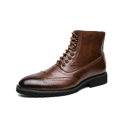 Damen Schnürstiefel Leder Elegante Hochgeschlossen Winterstiefel