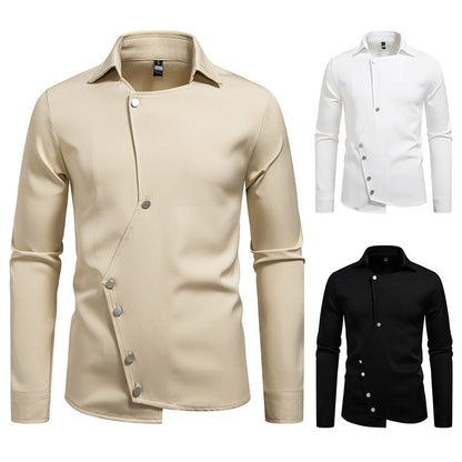 Herren Hemd Modern Asymmetrisch Knopfdesign Slim Fit