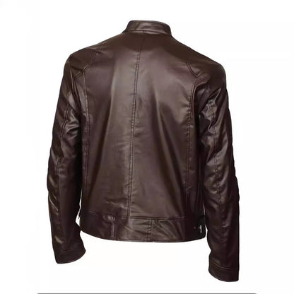 Lederjacke Herren Bikerjacke Schwarz mit Reißverschluss