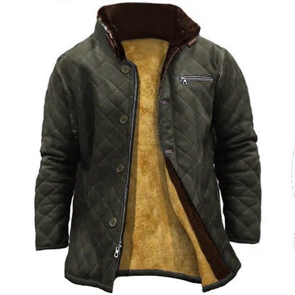 Herren Langmantel Teddyfell Kragen Warm Winter