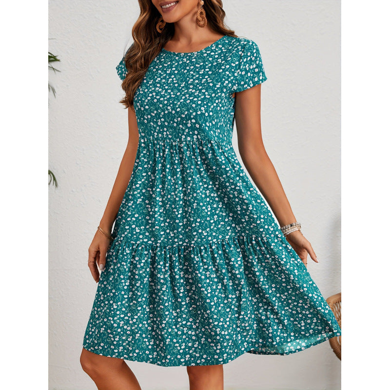 A-Linie Kleid Blumenmuster Damenkleid Elegant - BerlinGlamour