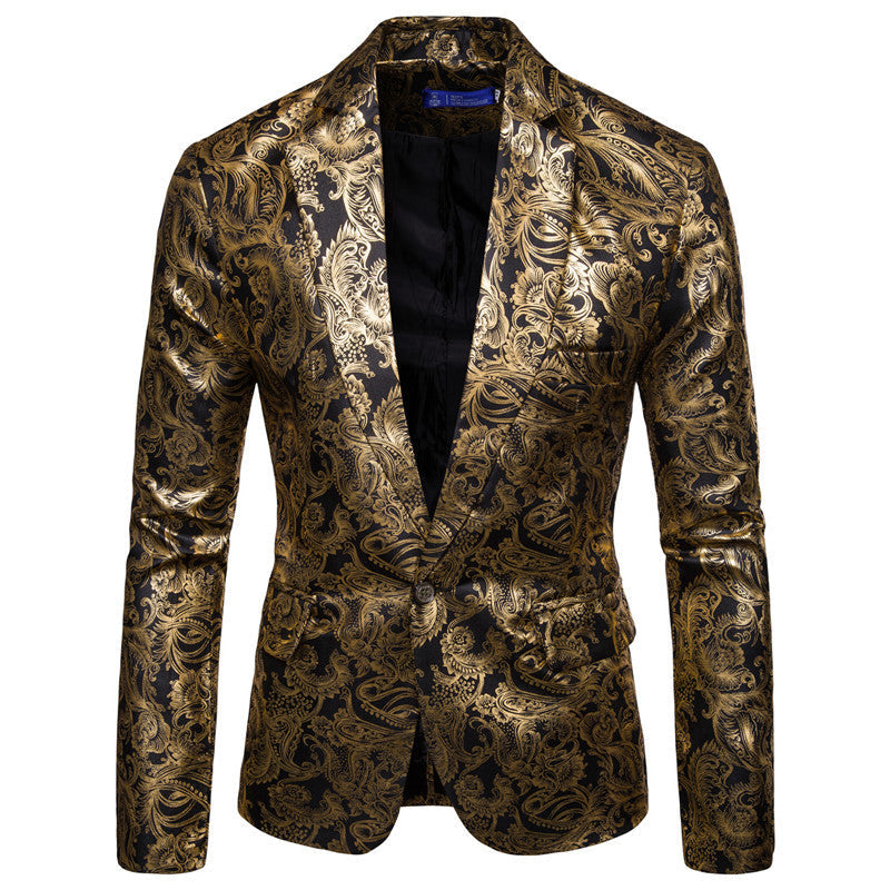 Herren Blazer Modern mit Pailletten Goldfarben Elegant