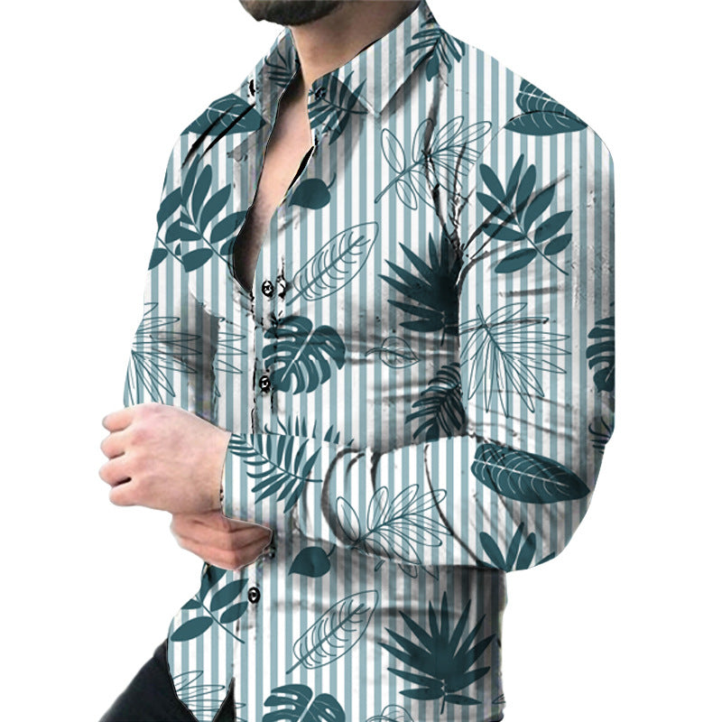 Herren Kurzarmhemd Slim Fit Blumenmuster Elegant
