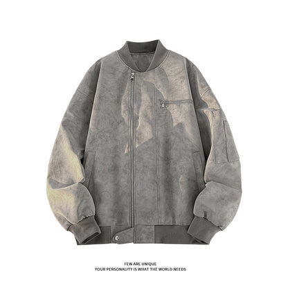 Herren Bomberjacke Oversized Lässig Strapazierfähig mit Taschen