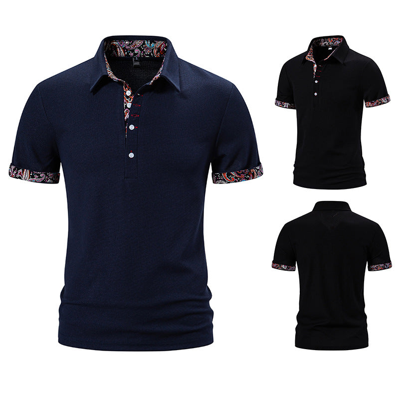Herren Polohemd Paisley Muster Kragen Modern