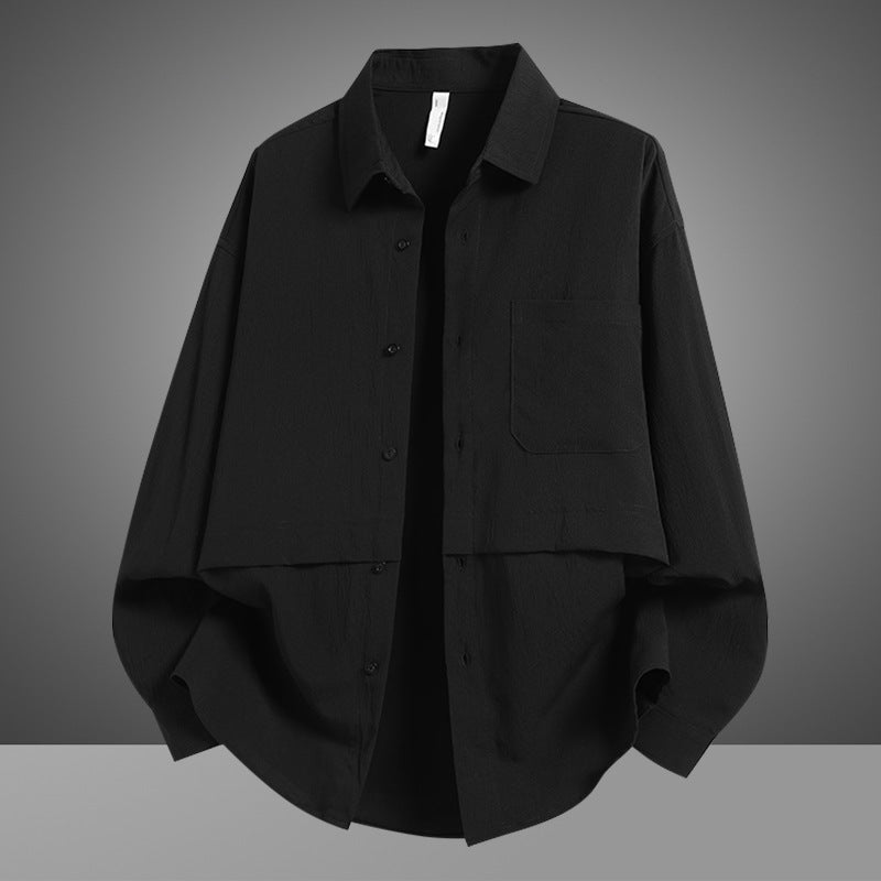 Herren Overshirtjacke Lässig Weit mit Brusttasche