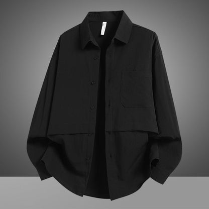 Herren Overshirtjacke Lässig Weit mit Brusttasche