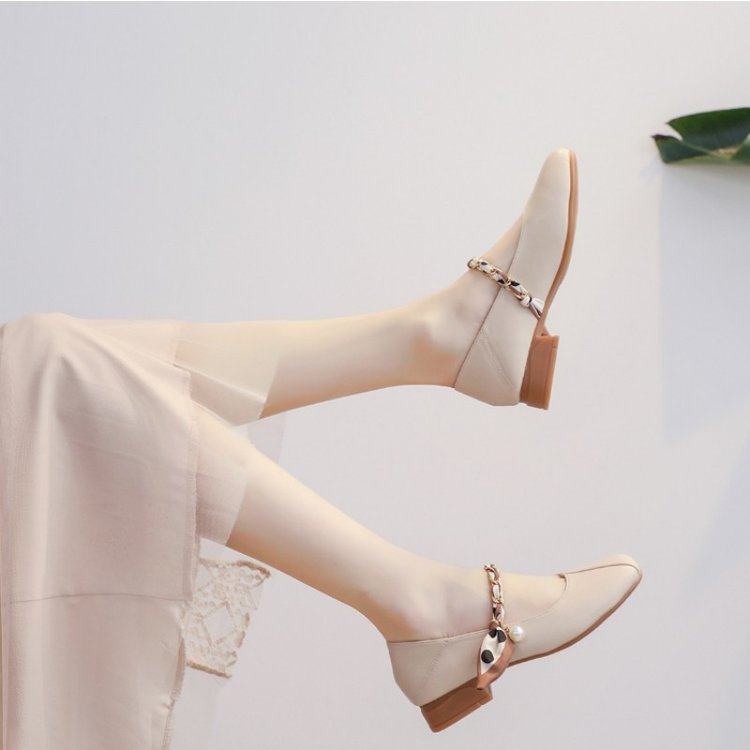 Damen Slingback Schuhe Elegant mit Kettenverzierung Schwarz