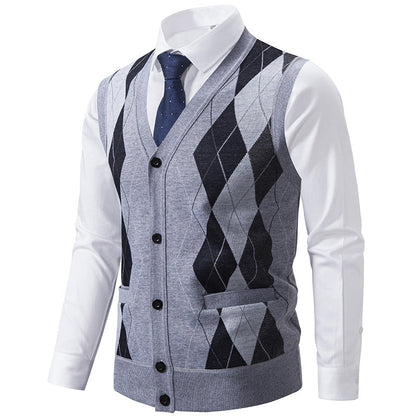 Herren Strickweste Classic Rautenmuster Elegante