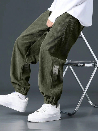 Herren Cargohose Bequem Rippstruktur Viel Taschen