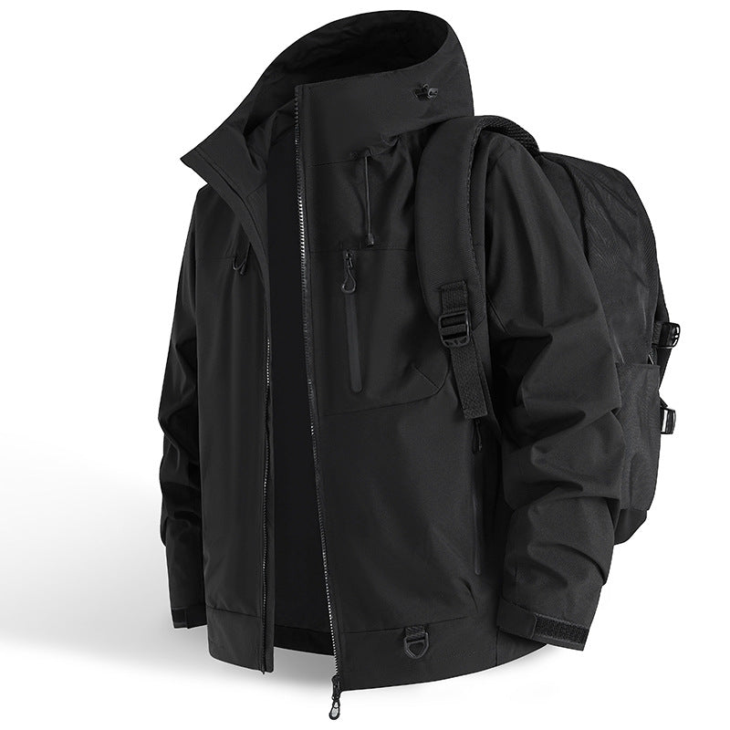 Wasserfeste Outdoorjacke Herren Multifunktionell Schwarz