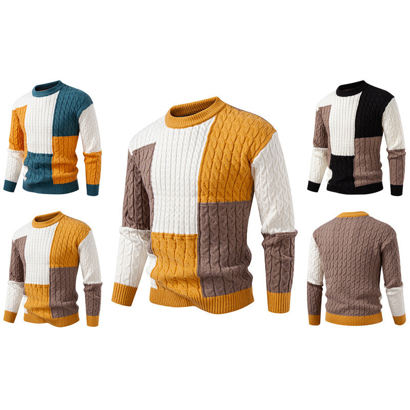 Strickpullover Herren Modern Farbblock Optik Trendy