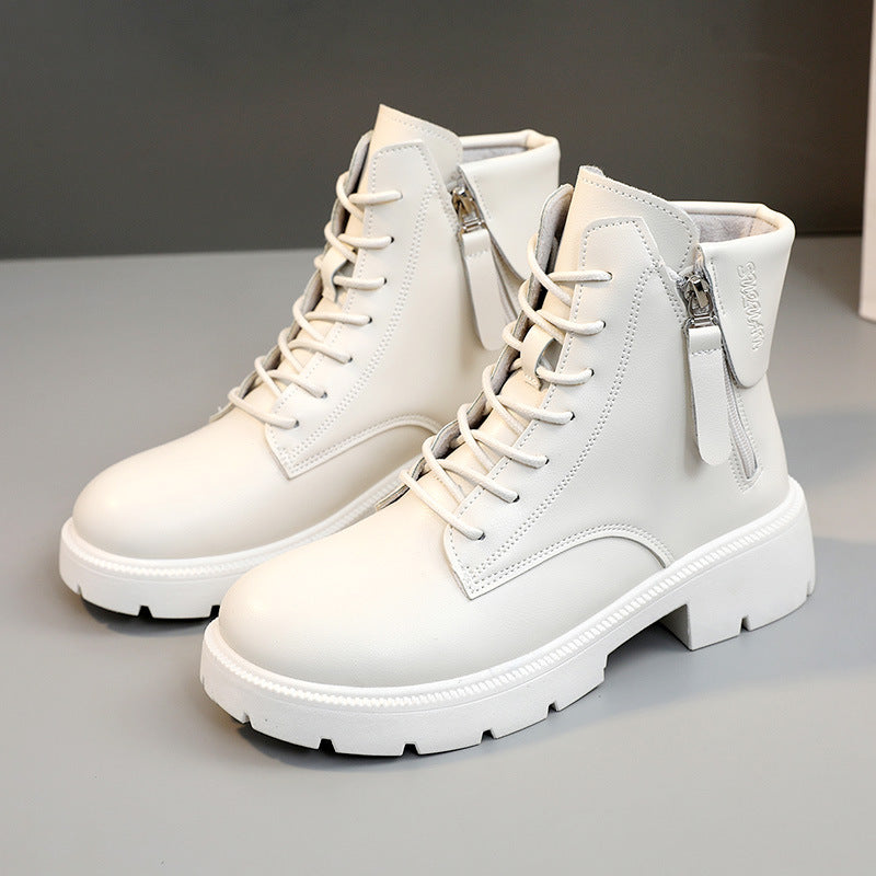 Damen Lederstiefeletten Lederschuhe Reißverschluss Schwarz