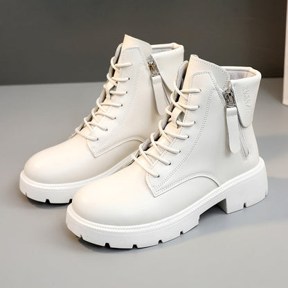Damen Lederstiefeletten Lederschuhe Reißverschluss Schwarz