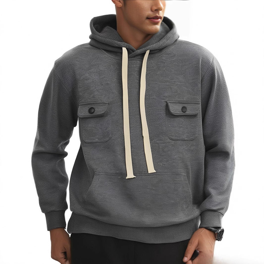 Herren Kapuzenpullover Modern mit Taschen Hochkragen - BerlinGlamour