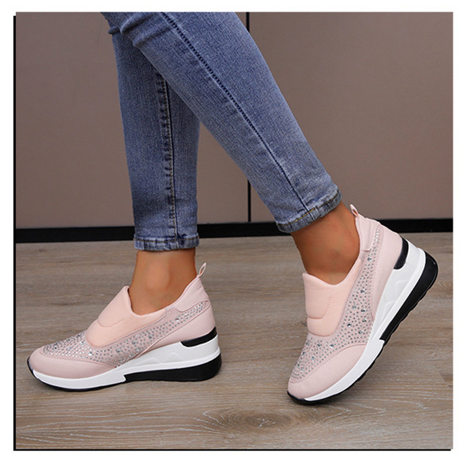 Damen Sneaker Sportlich Glitzernde Strasssteinchen - BerlinGlamour