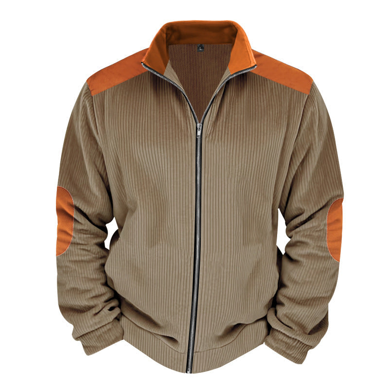Herren Sportjacke Rippenstruktur Kontrastärmel Modern - BerlinGlamour