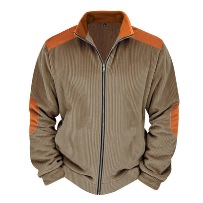 Herren Sportjacke Rippenstruktur Kontrastärmel Modern - BerlinGlamour