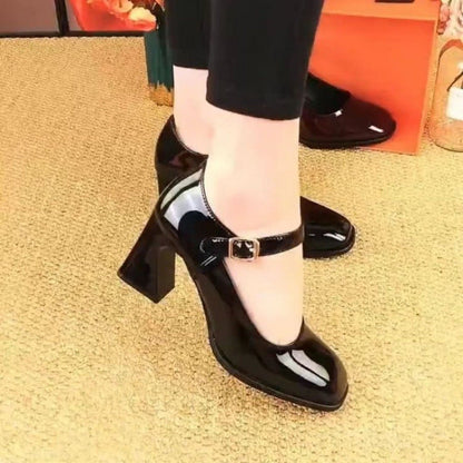 Damen Pumps mit Riemchen und Blockabsatz Elegante Schuhe