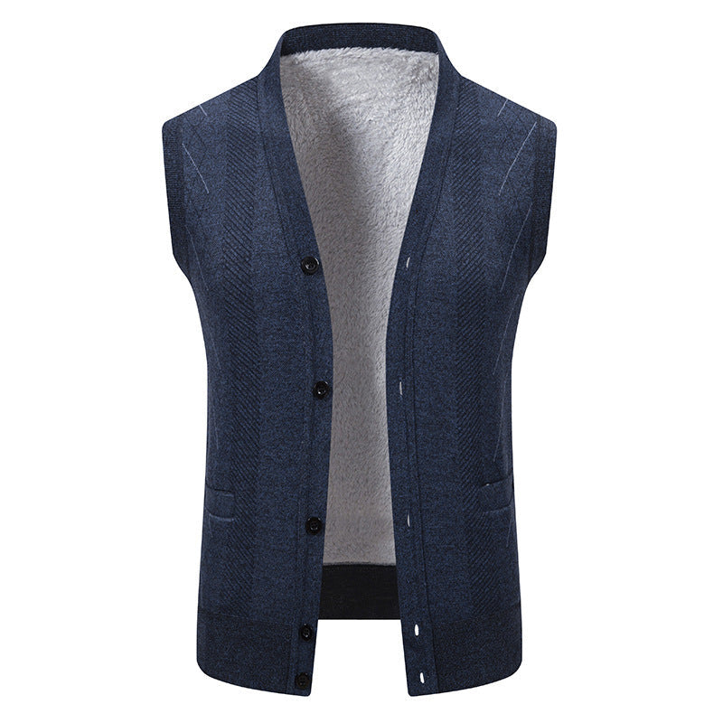 Herren Strickjacke Klassisch V-Ausschnitt Zopfmuster