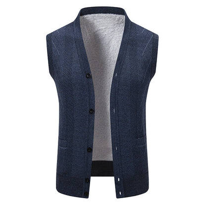 Herren Strickjacke Klassisch V-Ausschnitt Zopfmuster