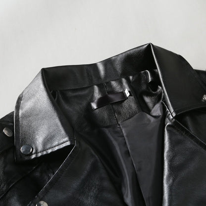Leder Bikerjacke Herren Schwarz mit Taschen