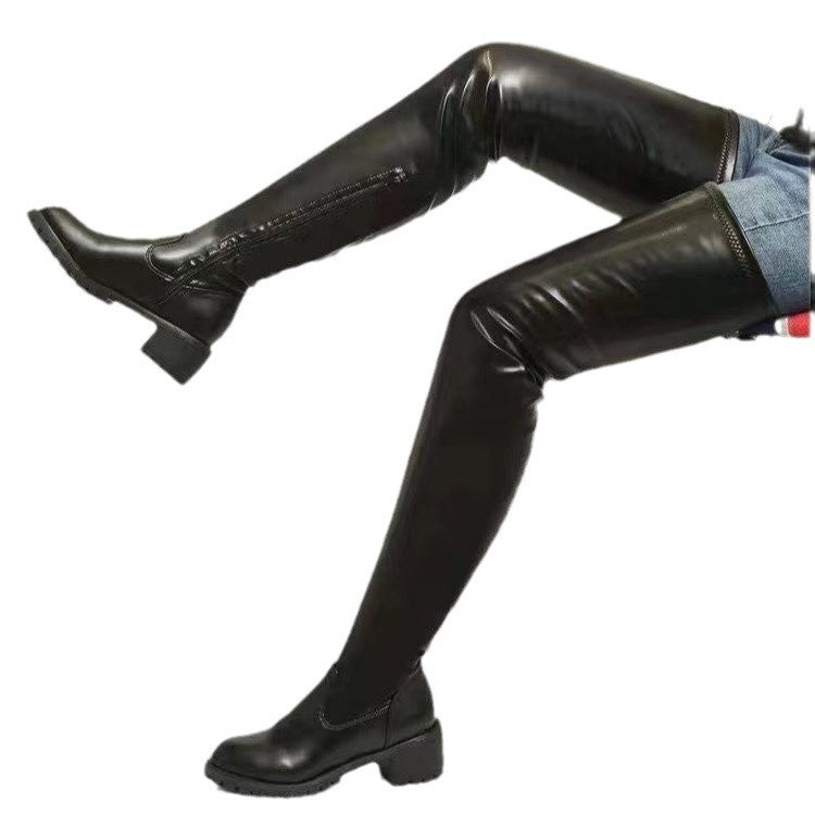 Damen Stiefel Overknee Robust Elegantes Design Schwarz