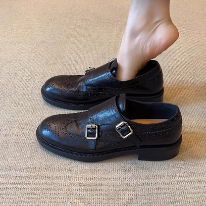 Damen Schnürschuhe Elegant Brogue Stil Schuhe mit Doppelriemen