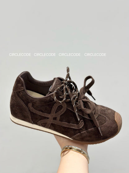 Damen Sneaker Wildleder Schnürsenkel Modisch