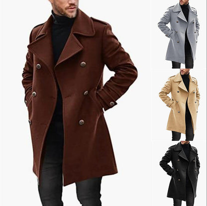 Herren Doppelknebelmantel Modern Elegent Schwarz - BerlinGlamour