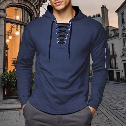 Herren Kapuzenpullover Schnürdesign Modern Trendy - BerlinGlamour