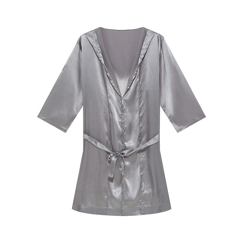 Weicher Herren Bademantel atmungsaktiv Satin Luxus