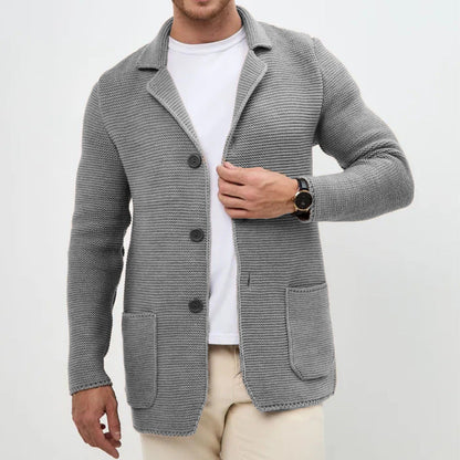 Herren Strickjacke Warm mit Schalkragen und Taschen